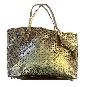 Michael Kors Gold MK Flower Perforated Travel Tote Bag